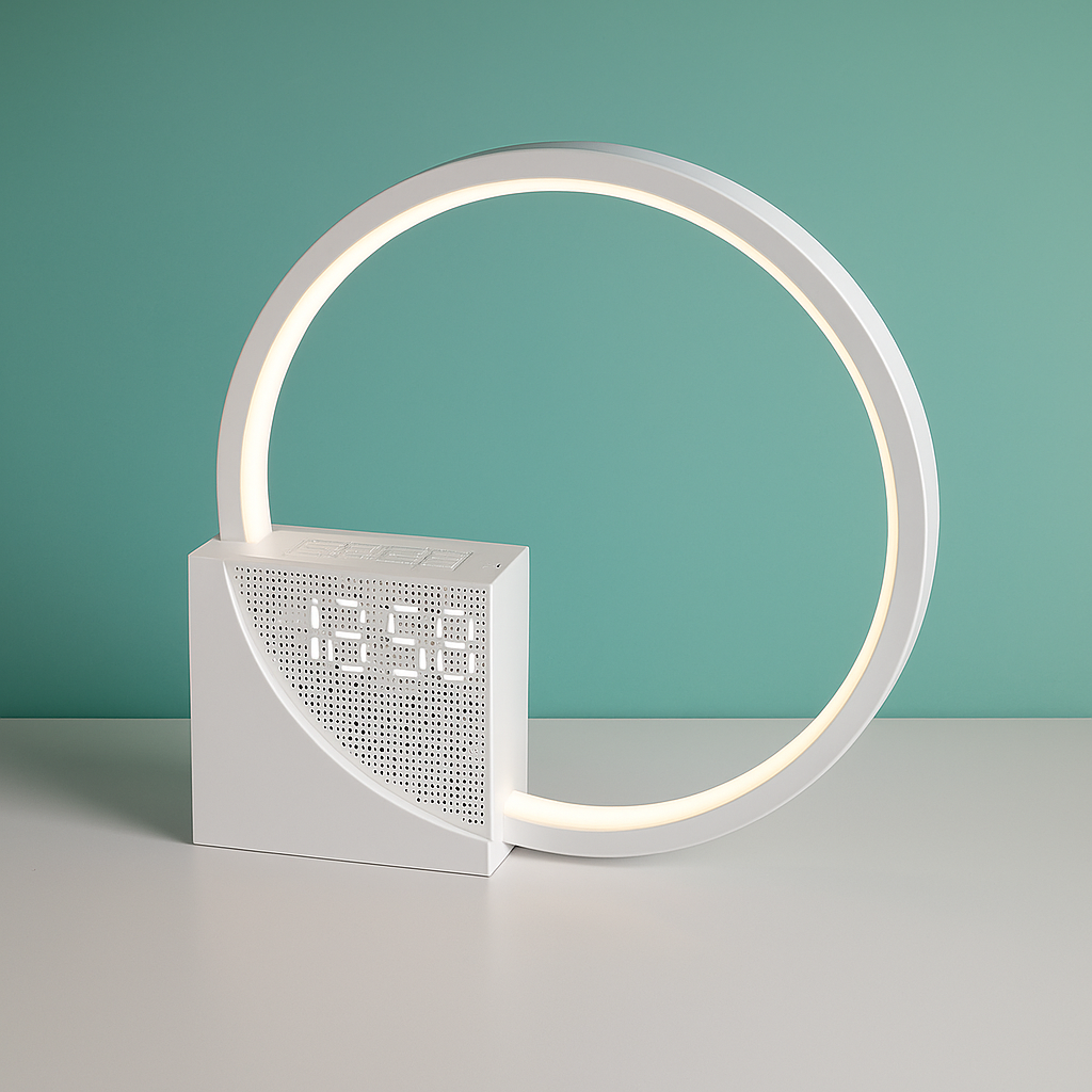 LED Night Light with Alarm Clock & Natural Sounds – Touch Control Dimmable Bedside Lamp with White Noise, Breathing Light & USB Charging (Newstyle)