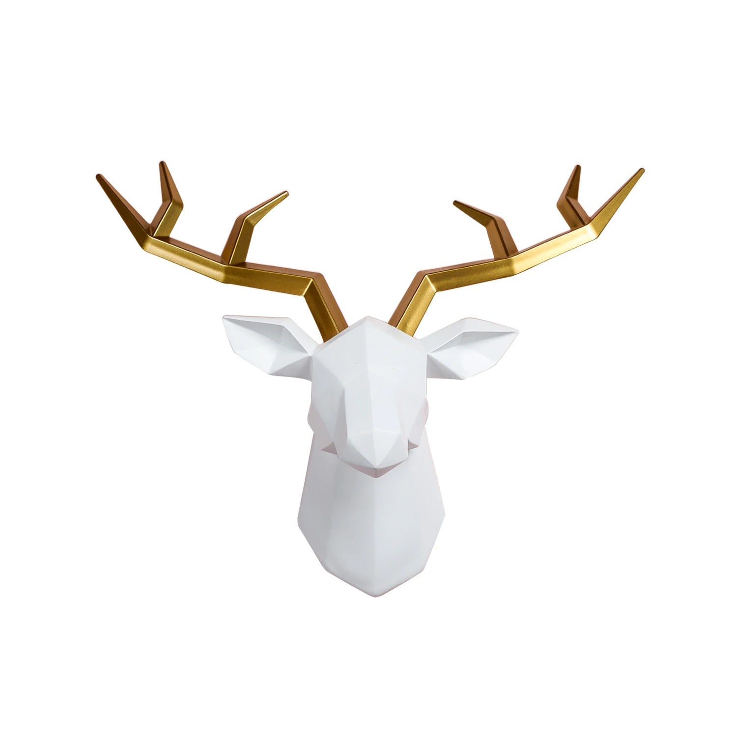 Deer Head Wall Sculpture – Resin Elk Statue with Antlers | Animal Wall Mount Art for Home & Office Decor