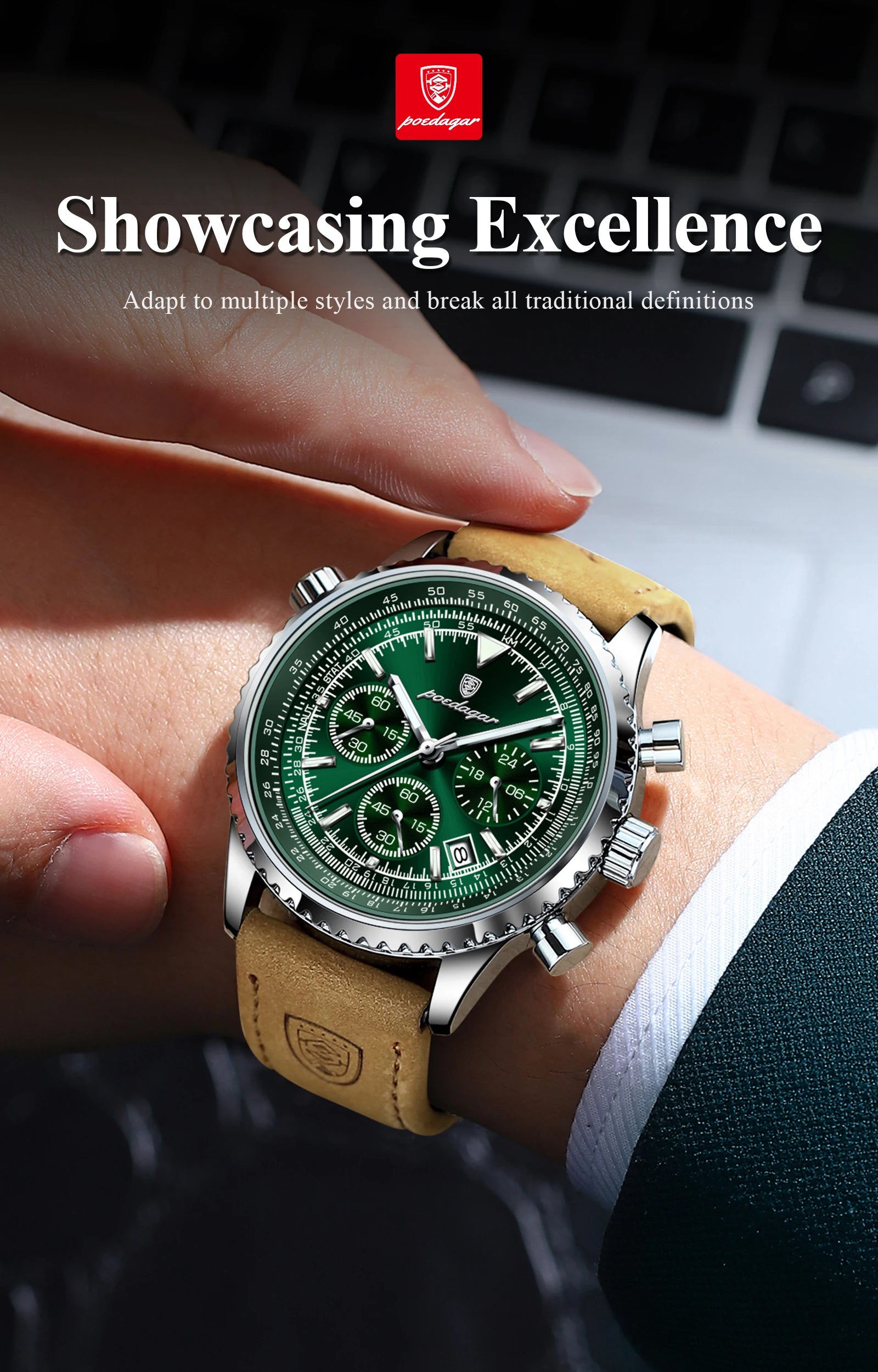 POEDAGAR 9601 Luxury Men’s Quartz Chronograph Watch