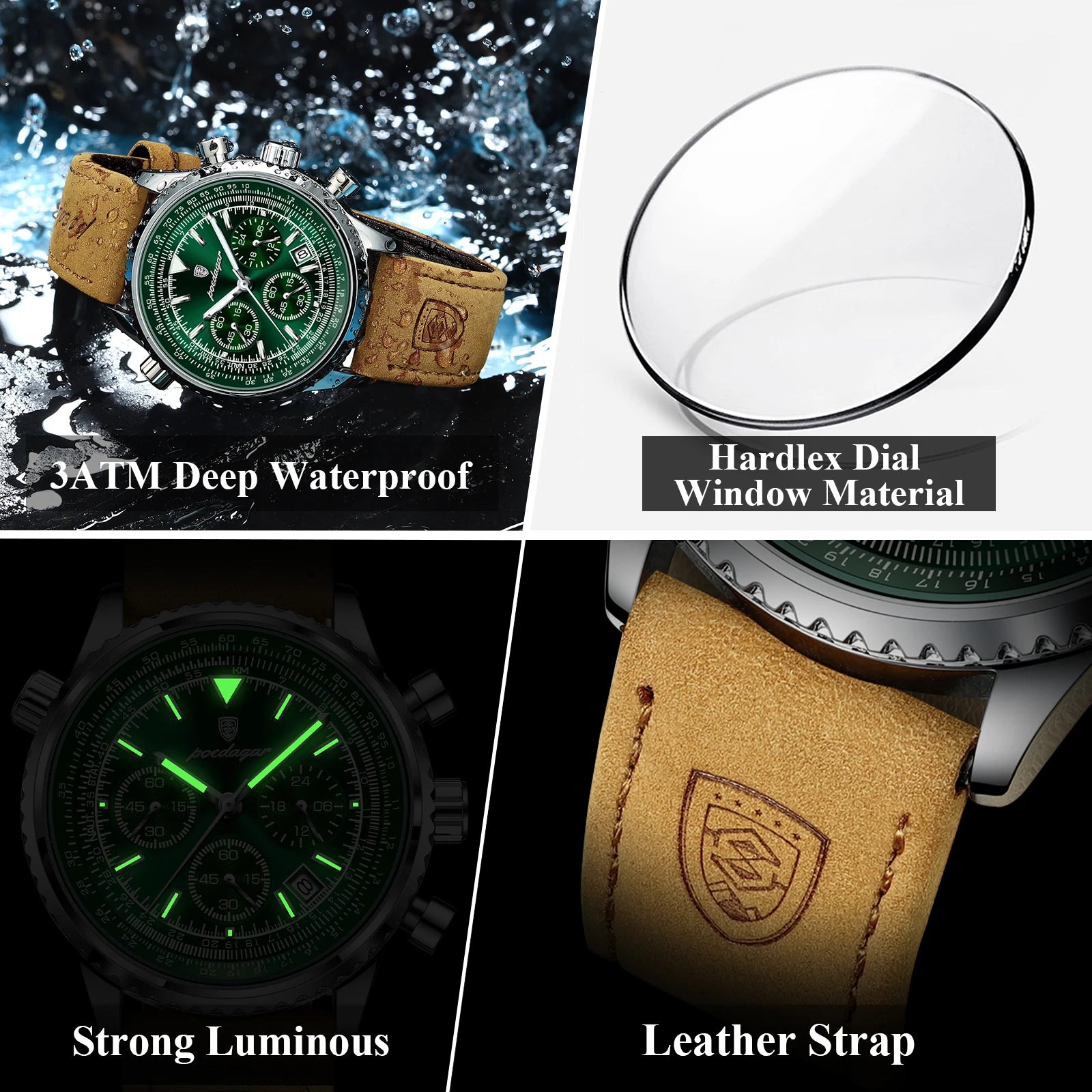 POEDAGAR 9601 Luxury Men’s Quartz Chronograph Watch