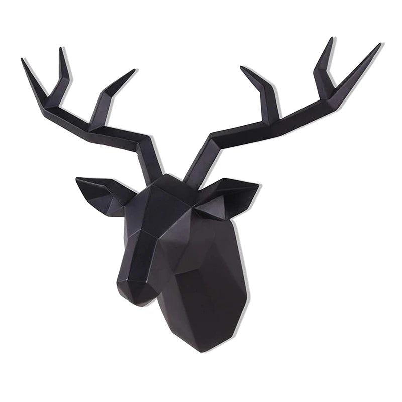 Deer Head Wall Sculpture – Resin Elk Statue with Antlers | Animal Wall Mount Art for Home & Office Decor