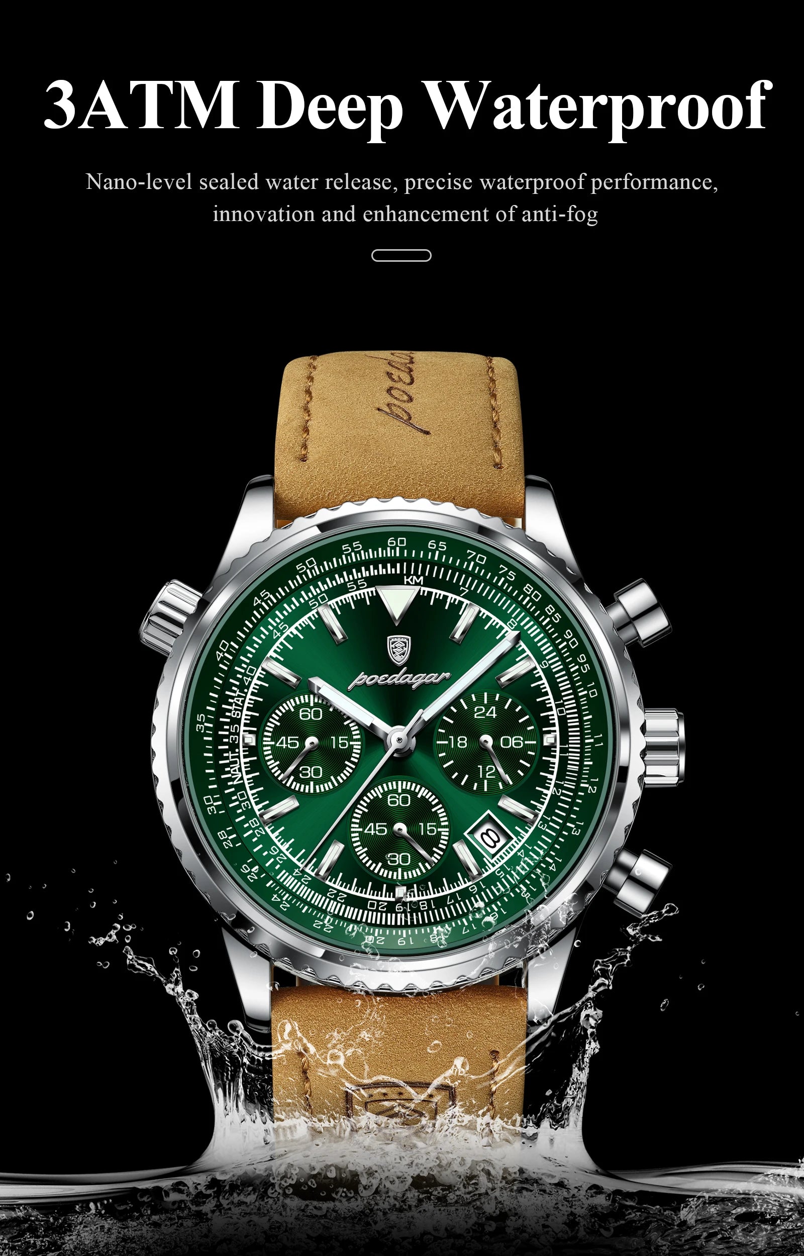 POEDAGAR 9601 Luxury Men’s Quartz Chronograph Watch