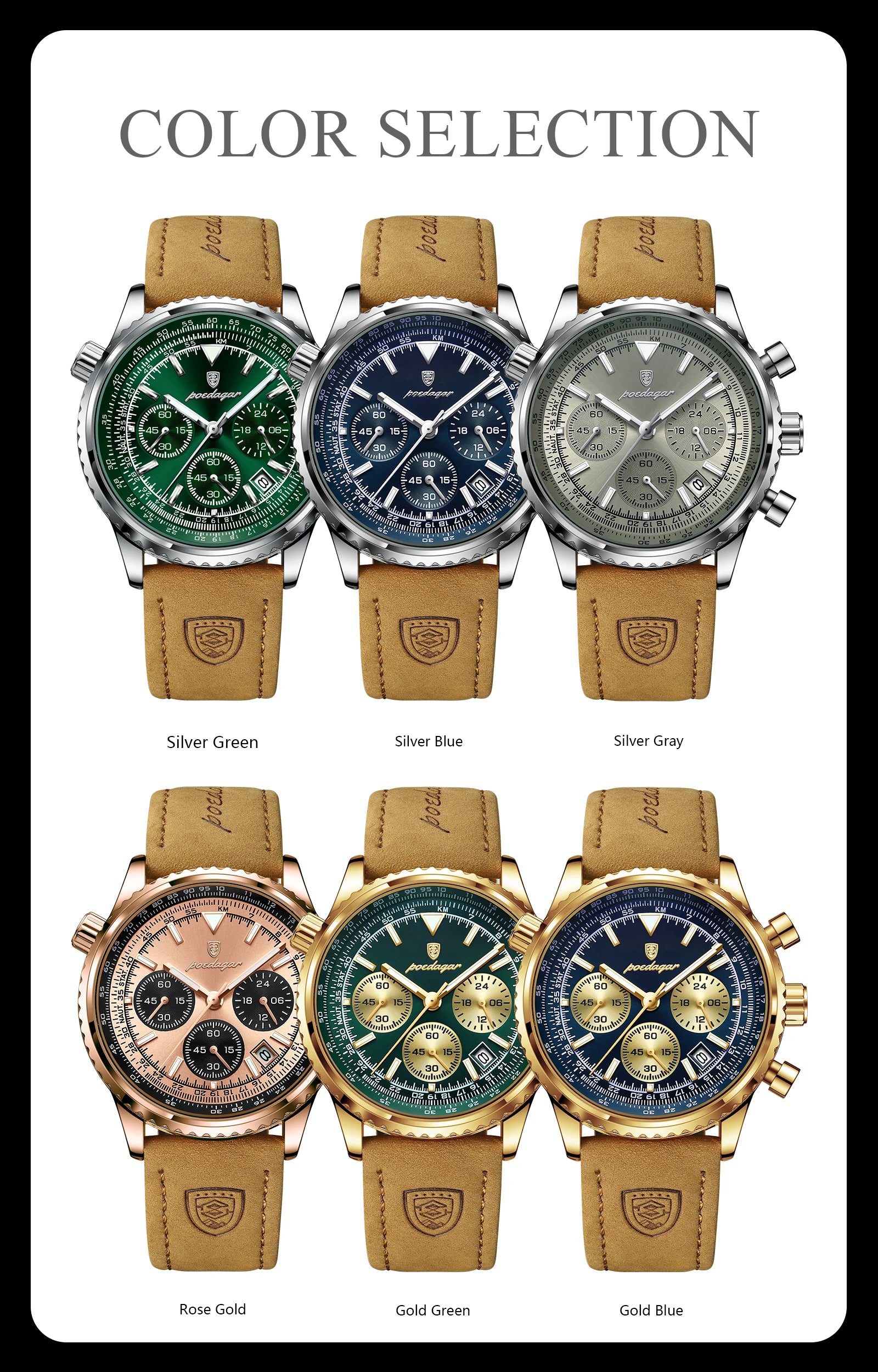 POEDAGAR 9601 Luxury Men’s Quartz Chronograph Watch