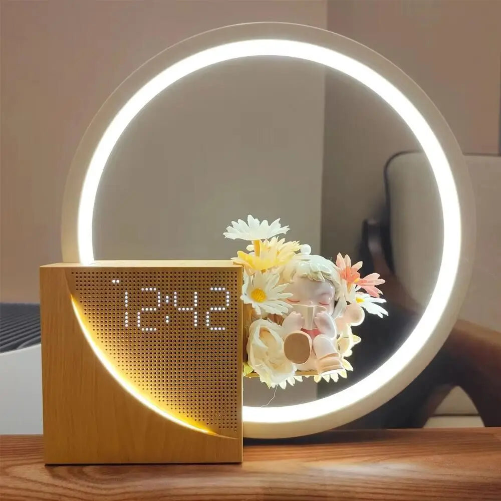 LED Night Light with Alarm Clock & Natural Sounds – Touch Control Dimmable Bedside Lamp with White Noise, Breathing Light & USB Charging (Newstyle)