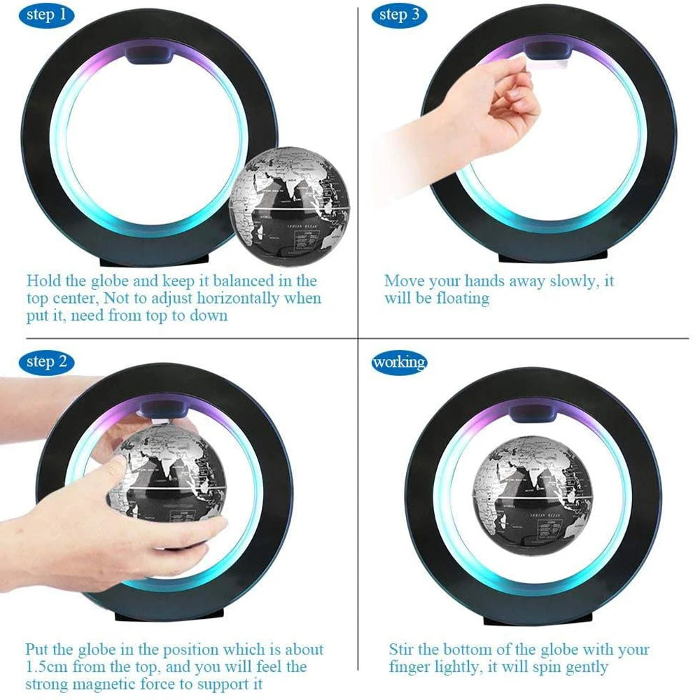 Magnetic Levitating Globe with LED Lights – Floating Rotating World Map Ball | Educational Decor & Gift for Home, Office, Kids