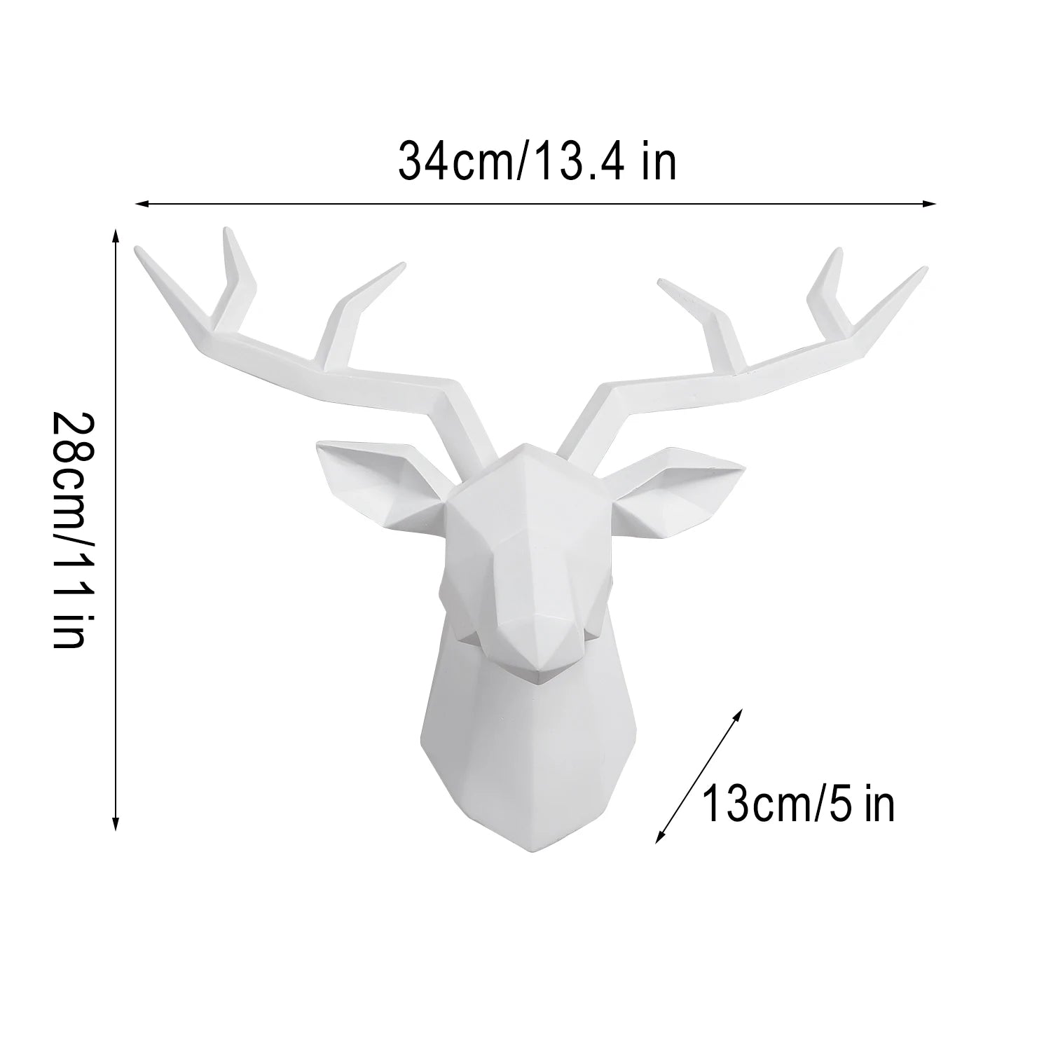 Deer Head Wall Sculpture – Resin Elk Statue with Antlers | Animal Wall Mount Art for Home & Office Decor